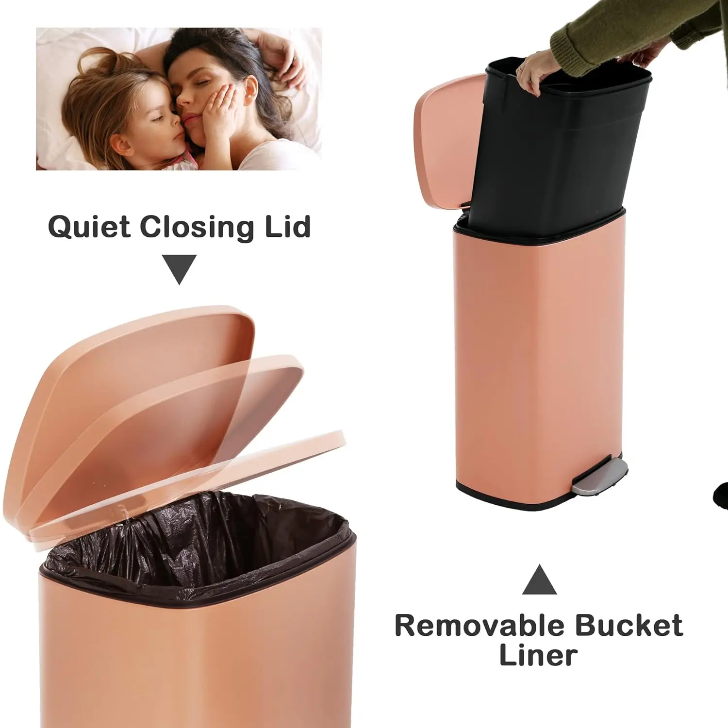 Кухонный мусорный бак с крышкой из нержавеющей стали ножной педалью и