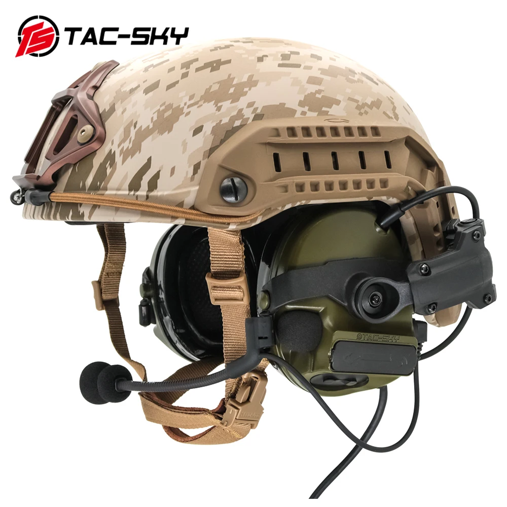 TAC-SKY COMTAC III Tactical Headphones Helmet Track ARC Rail Mounted Version Noise Cancelling Hunting Pickup Tactical Headphones