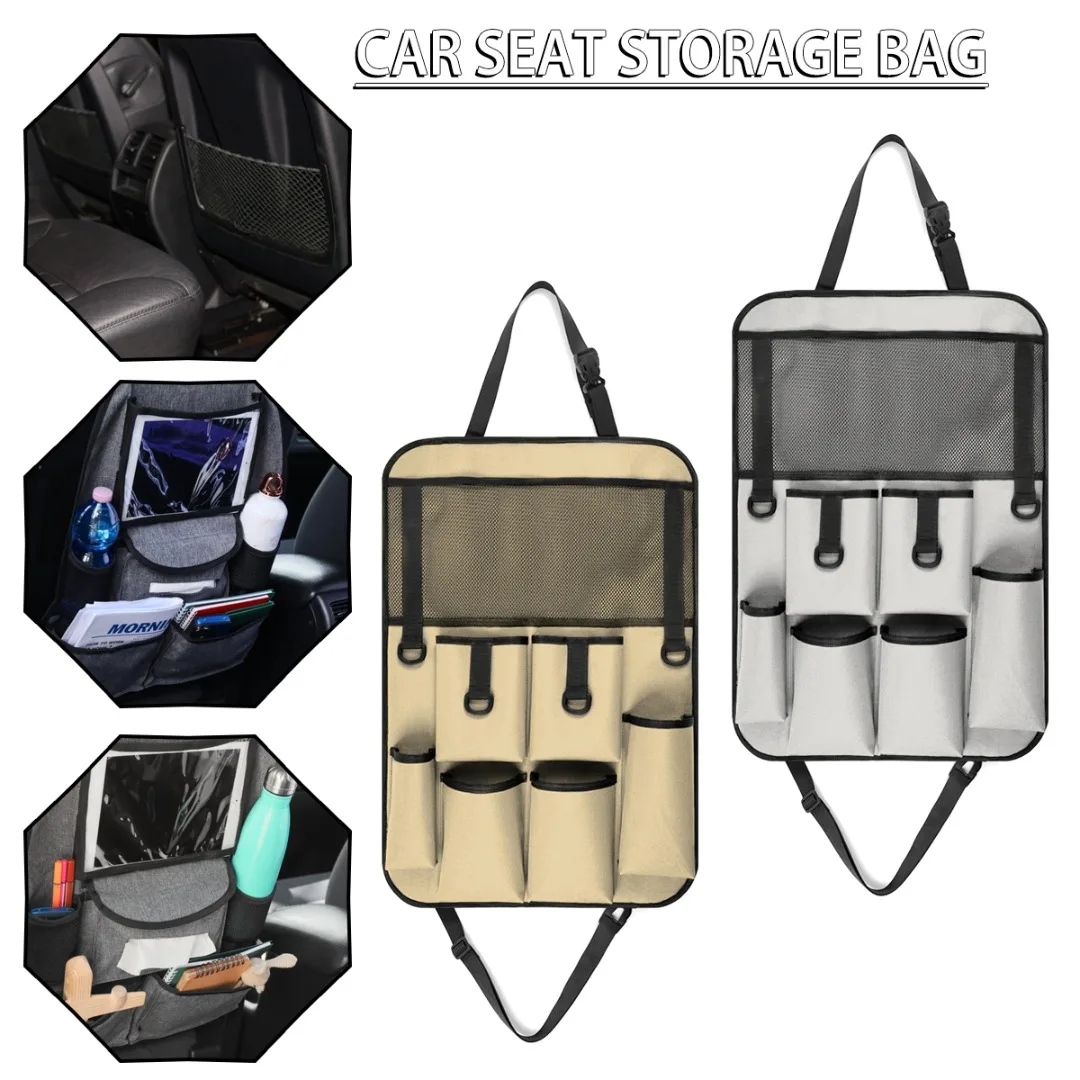 

Mayitr 1pc Universal Car Back Seat Storage Bag Organizer Trunk Elastic Felt Storage Bag Polyester Mesh Pockets Car Accessories