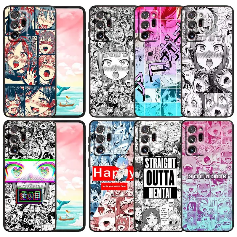 

Ahegao Manga Girl Phone Case Black For Samsung Note 20 10 9 Ultra Lite Plus F23 M52 M21 A73 A70 A20 A10 A8 A03 j7 j6