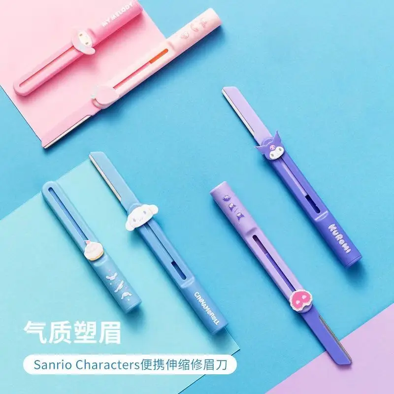 

Sanrio Portable Retractable Brow Knife Cartoon Folding Super Cute Cinnamoroll Kuromi Melody Knife Shaver Ornaments