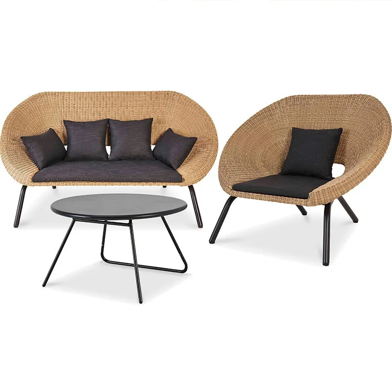 

Outdoor Leisure Rattan Sofa Courtyard Living Room Rattan Table and Chair Coffee Table Combination