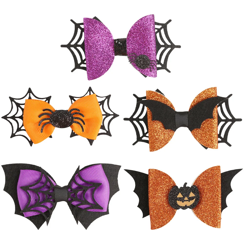 

5 pcs Toddler Girl Hair Clips Halloween Hair Clip Kids Hair Bow Halloween Bow Clips