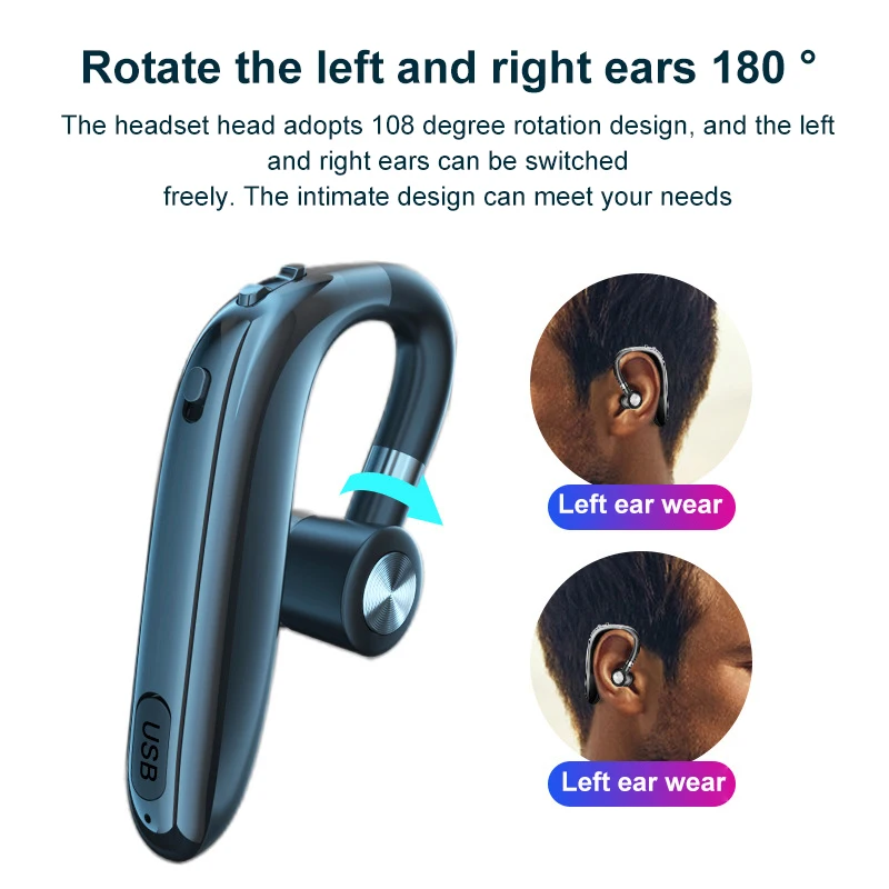 Фото Беспроводные Bluetooth наушники, деловые наушники HIF, стерео, шумоподавление, в режиме ожидания, для вождения автомобиля, наушники с микрофоном, гарнитура №2