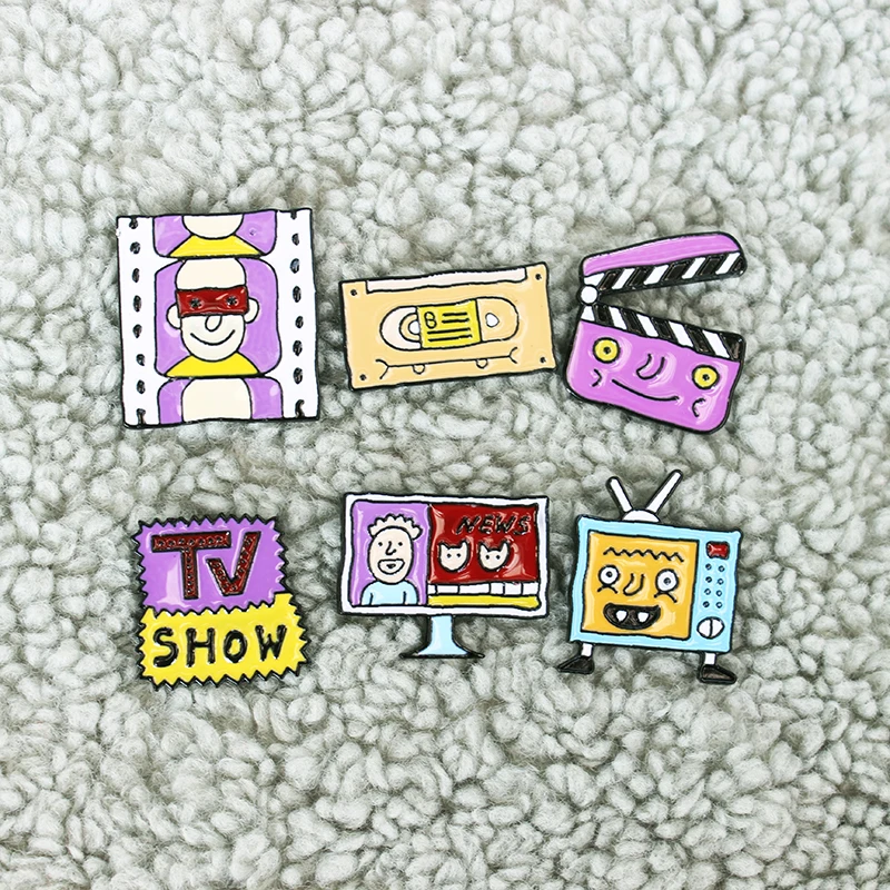 SHOW Videotape ТВ НОВИНКА Броши Фильм Телевизионная магнитная лента Эмалированные