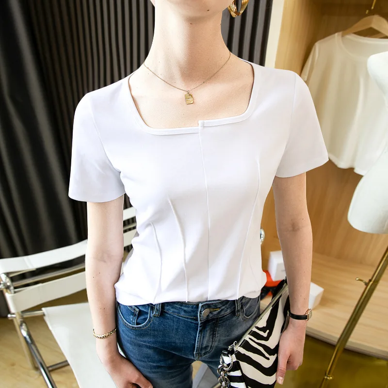 

HIgh Quality 2023 Women T-shirt Anomaly Design Style Female Spring Sexy Crop Top Clothes Casual Fashion Blouses Grace Meeting