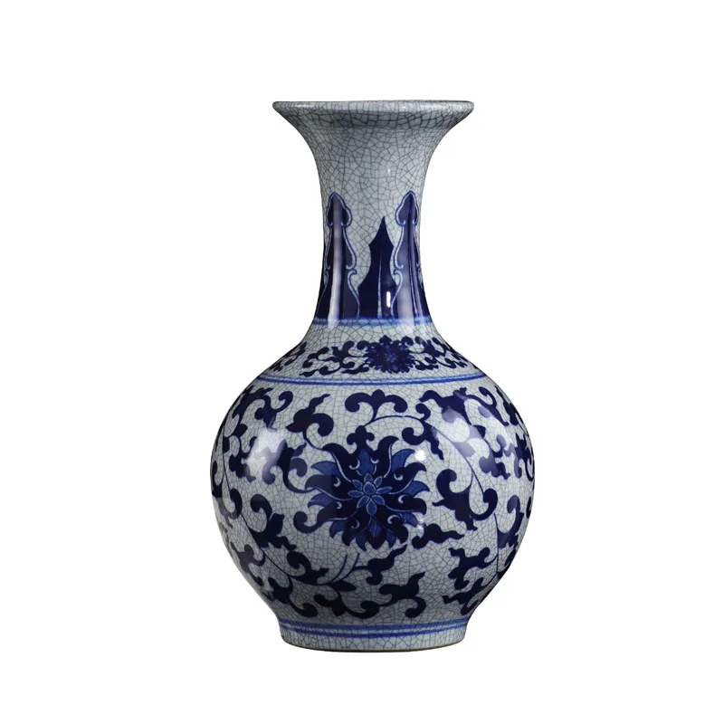 

Jingdezhen ceramic vase antique blue and white vase home living room portraits decorative crafts flower vase arrangement