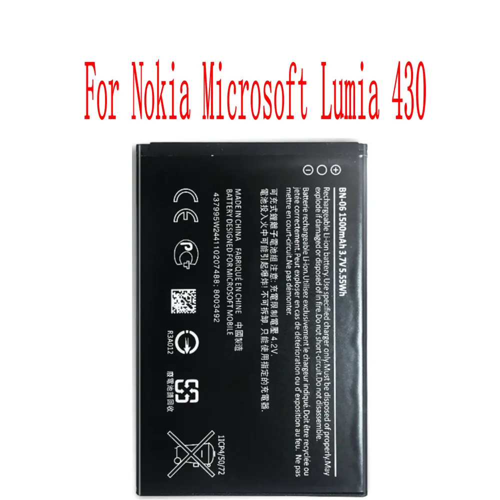 

High Quality 1500mAh BN-06 Battery For Nokia Microsoft Lumia 430 Cell Phone