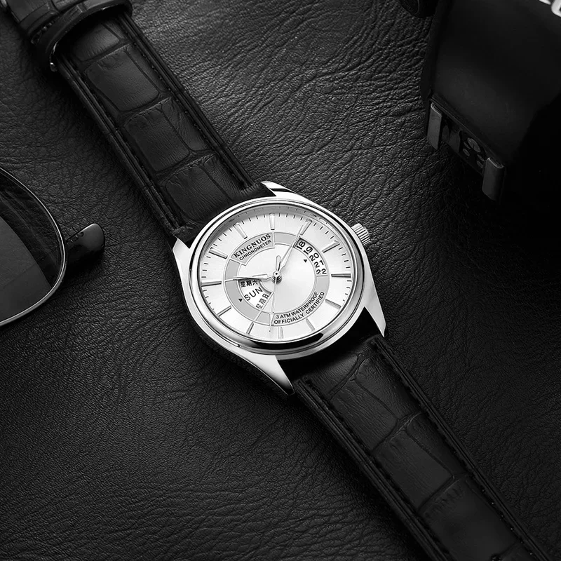 Подлинные модные водонепроницаемые немеханические часы KINGNUOS с двойным