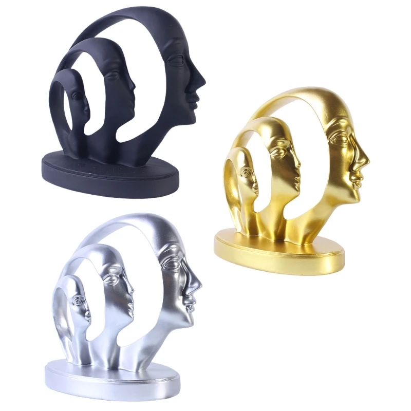 

K92A Half Face Resin Figurine Garden Statue Decorative Ornaments Art Crafts for Home Bedroom Dormitory Party Decoration