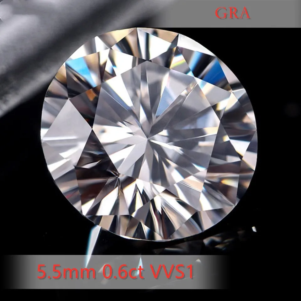 

5.5mm 0.6CT 100% Real Moissanite Jewelry Cheapest Price D White Color VVS1 EX Cut Loose Round Lab Grown Diamond Jewellery