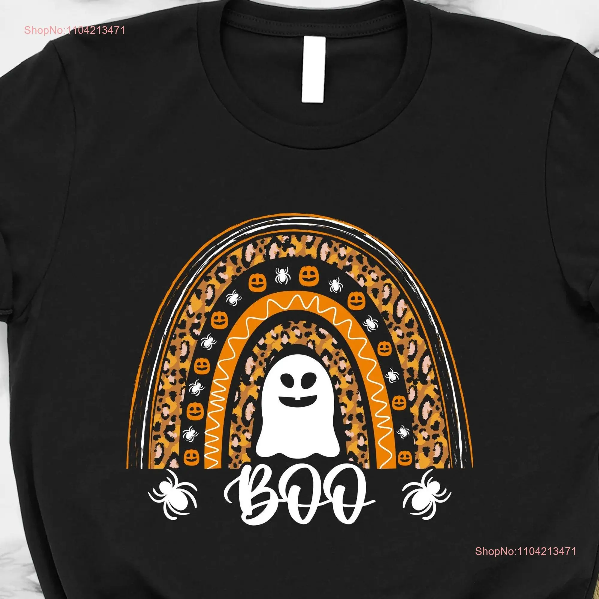 Футболка Boo на Хэллоуин Радуга жуткий сезон призрак осень вечеринка с длинными