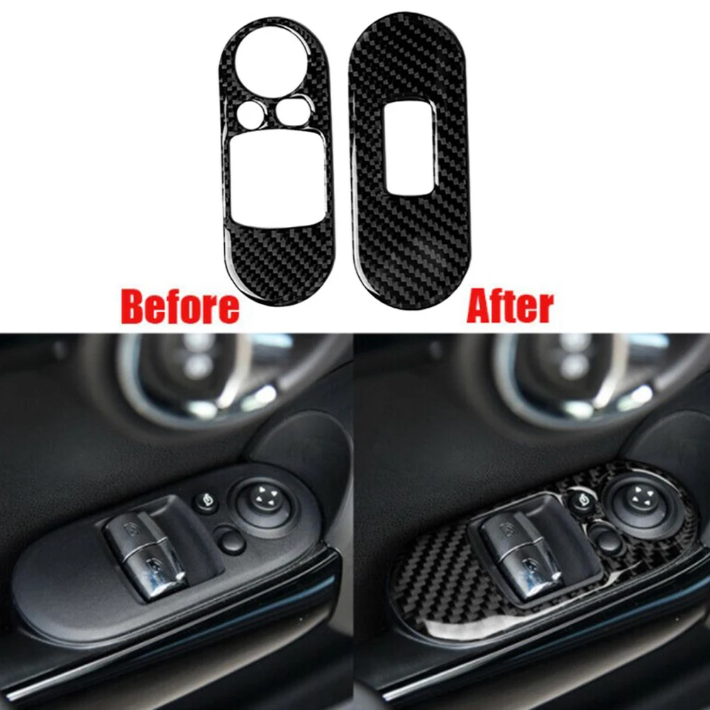 

1 Set Car Interior Stickers Carbon Fiber Window Switch Panel Cover Trim For BMW Mini Cooper F56 2014-2020