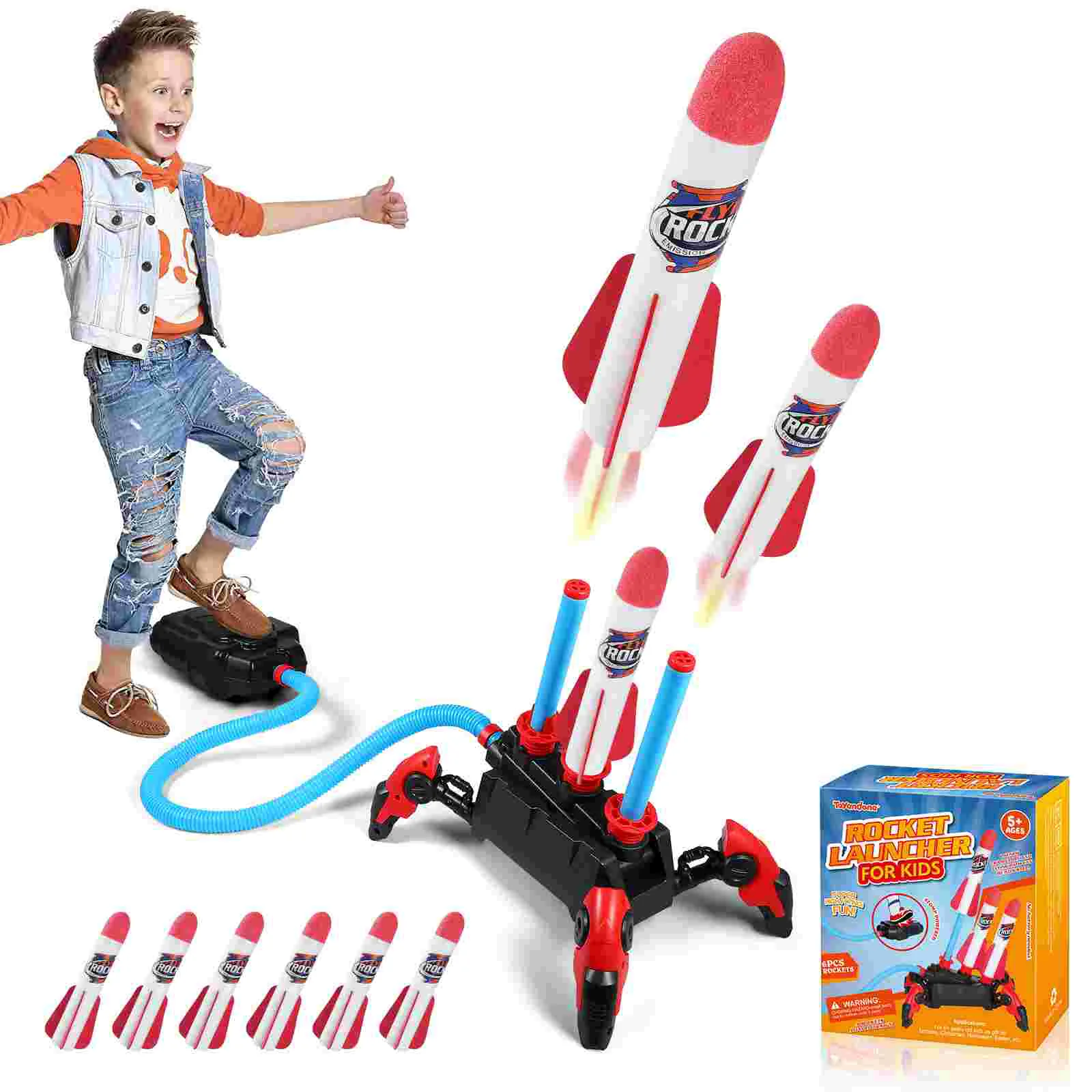 

The Original- Launcher Shoots to 100 Feet- 6 Rockets& Sturdy Launcher Stand Outdoor Toys for Kids Birthday Gift for Boys