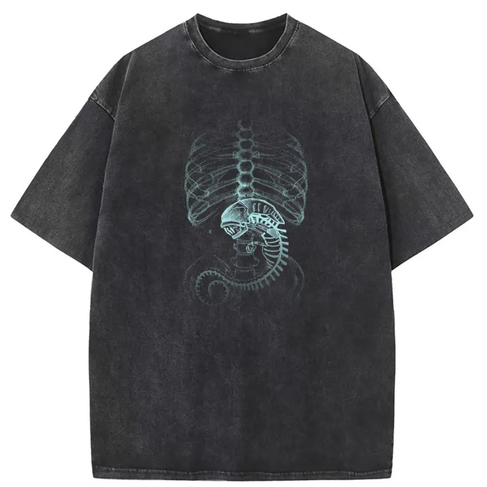 

Veintre Alien Plain Tee Shirt Skull Skeleton Long Sleeve England Sweatshirts Men Washed Tshirt Printed Cool T Shirt Halloween
