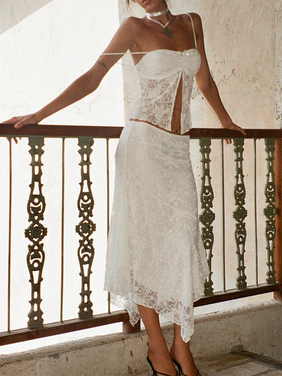 Женский кружевной комплект из 2 предметов летний Повседневный прозрачный