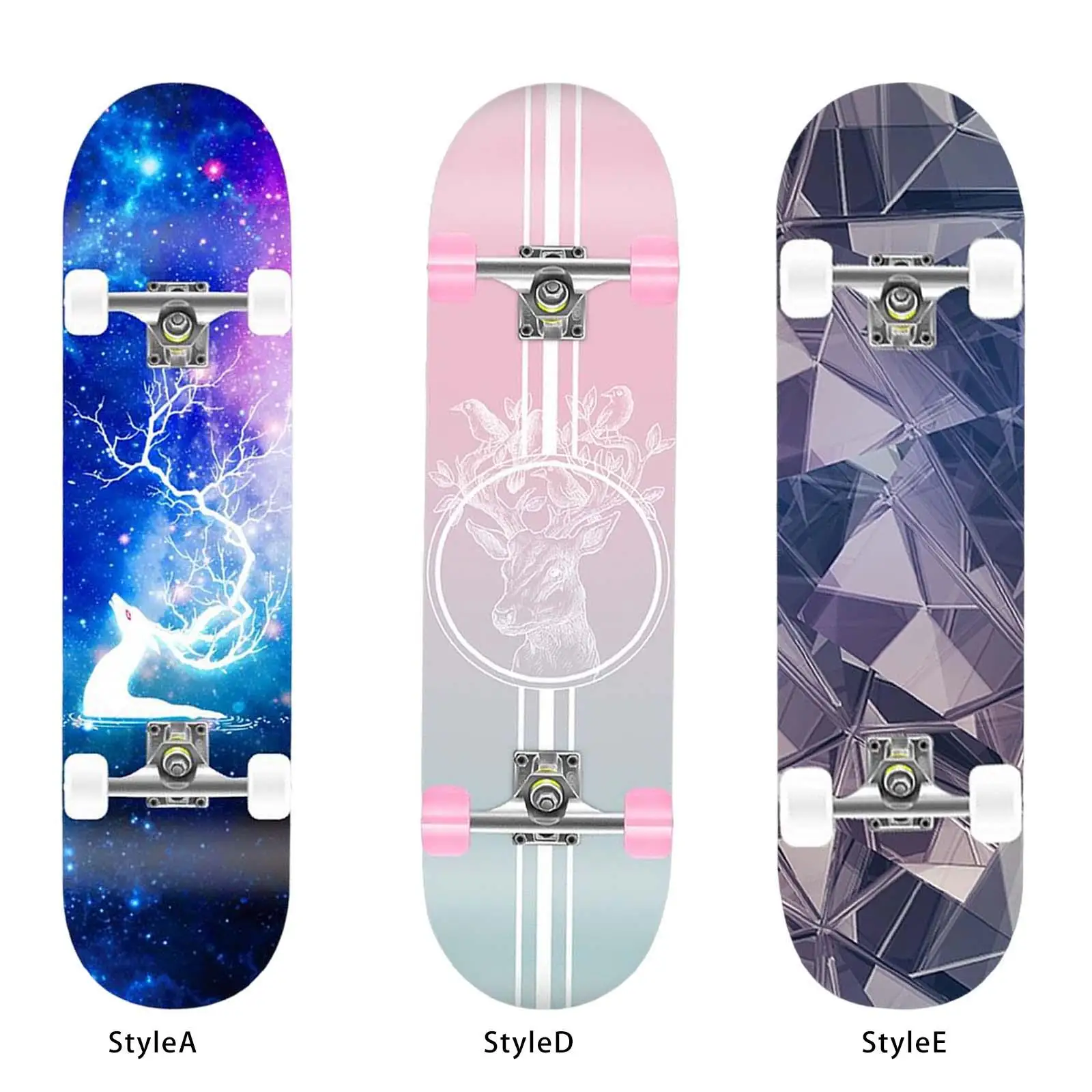 

Unisex Skateboard Complete Double Kick 31 inch Maple Mute PU Wheel Longboard Concave for Beginners Women Man Kids Youth Teens