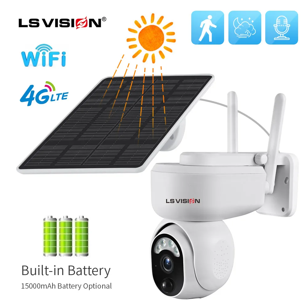 Цена 4-мегапиксельная Wi-Fi солнечная камера, уличная PIR-камера для обнаружения человека, беспроводная PTZ-камера, 30-мегапиксельная цветная камера но...