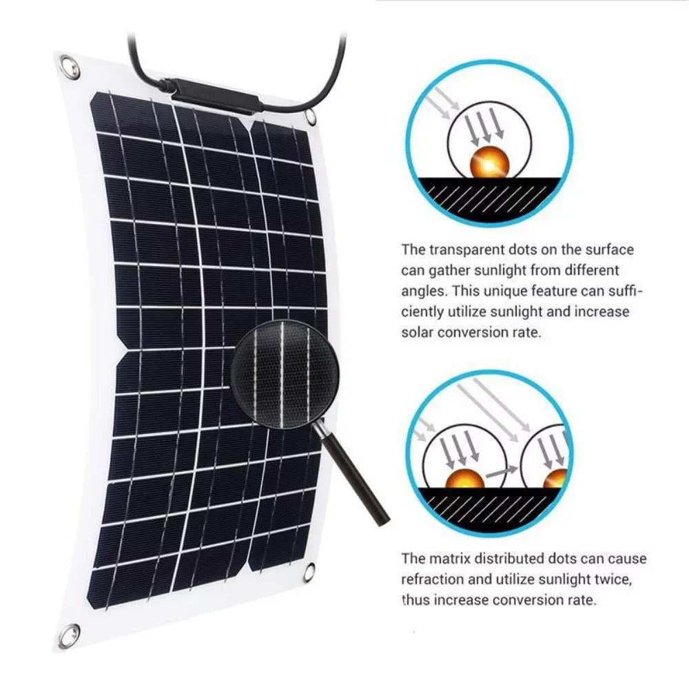 

60W Flexible Solar Panel Kit Complete 12V USB Portable Solar Cell Plate with 60A Controller for Travel Phone MP3 Battery Charger
