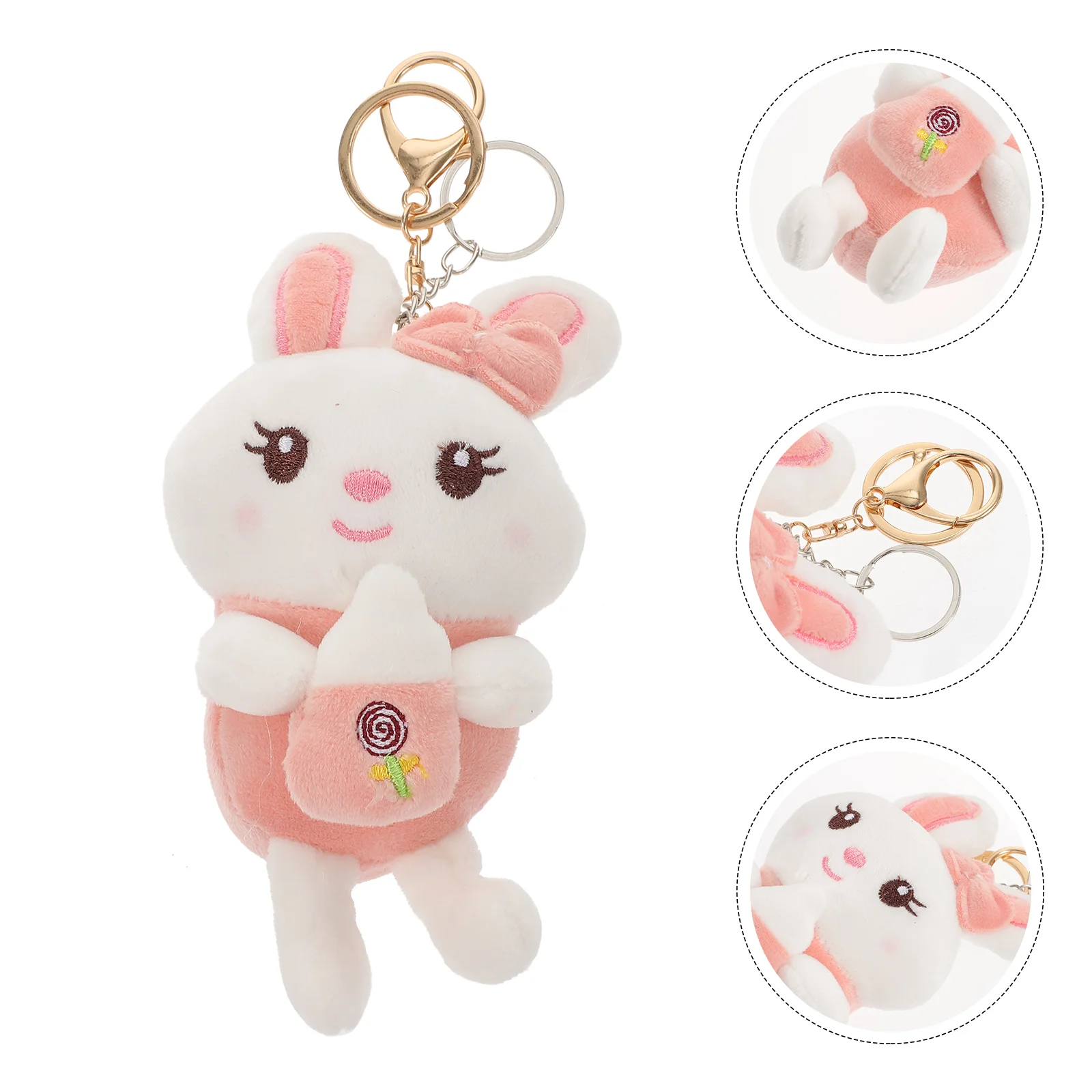 

Rabbit Pendant Keychain Bunny Animal Keyring Hanging Charm Cute Purse Decor Handbagcar Toyszodiac Plush Stuffed Backpack