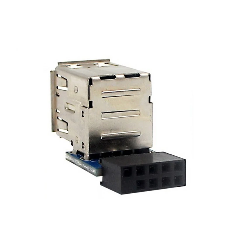 

9-Pin Motherboard To Dual USB 2.0 Connector Black Motherboard To 2 Ports USB 2.0 A Female Internal Header Adapter