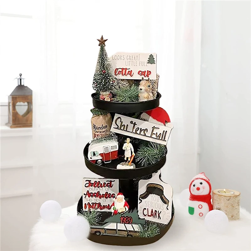 

Farmhouse Decor for Tiered Tray Wooden Farmhouse Tiered Tray Decor Set Creative Home Crafts Decorations Housewarming Gift