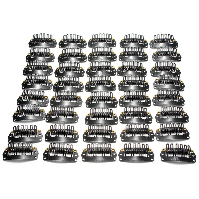 

120Pcs U-Shaped Clamp For Hair Extensions Wig Clips DIY Comb Black Frame