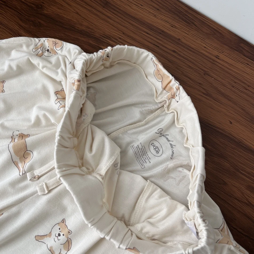 T-shirt Trousers Dress Sleepwear Short Set Room Wear Gelato Pique Summer Women's Pajama Bottoms Shiba Inu Printed  Modal Cotton