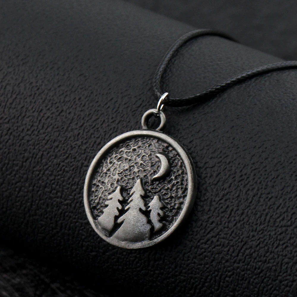 Ожерелье С Подвеской В Виде Фазы Луны И Лесной Сосны Круглый Кулон Унисекс