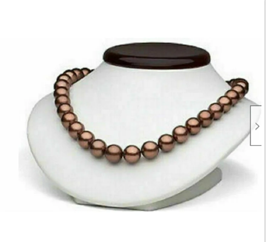 

Huge Charming 18"10-11mm Natural Sea Genuine Chocolate Round Necklace Free Shipping Women Jewelry