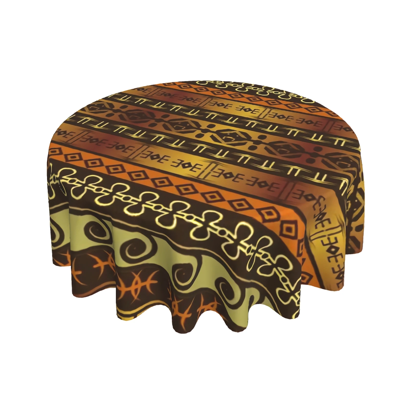 

African Style Round Tablecloth 60 Inch with Waterproof Wrinkle Resistant for Home Kitchen Indoor Outdoor