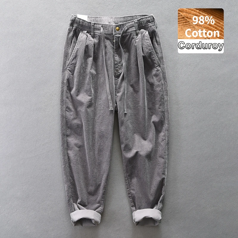 

2022 Autumn Winter New Men Vintage Corduroy Keep Flex Pants Loose Wide-legged Cotton Casual Soft Comfortable Trousers AZ398