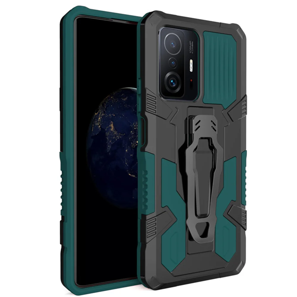 

Mi 11T Pro Shockproof Armor Case for Xiaomi Mi 11T 11T Pro 5G 10T Silicone+PC Stand Back Clip Phone Cover for Redmi 10 10 Prime