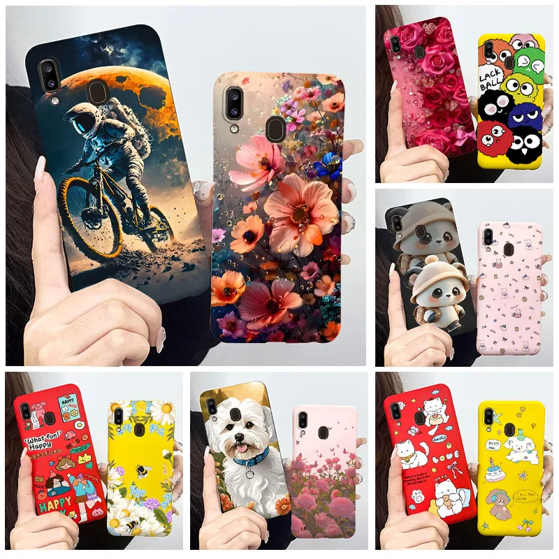 Фото Чехол для Samsung A20 SM-A205F A30 SM-A305F Galaxy A20E SM-A202F, мягкий силиконовый чехол из ТПУ, милый чехол для телефона с изображением астронавта и панды №1