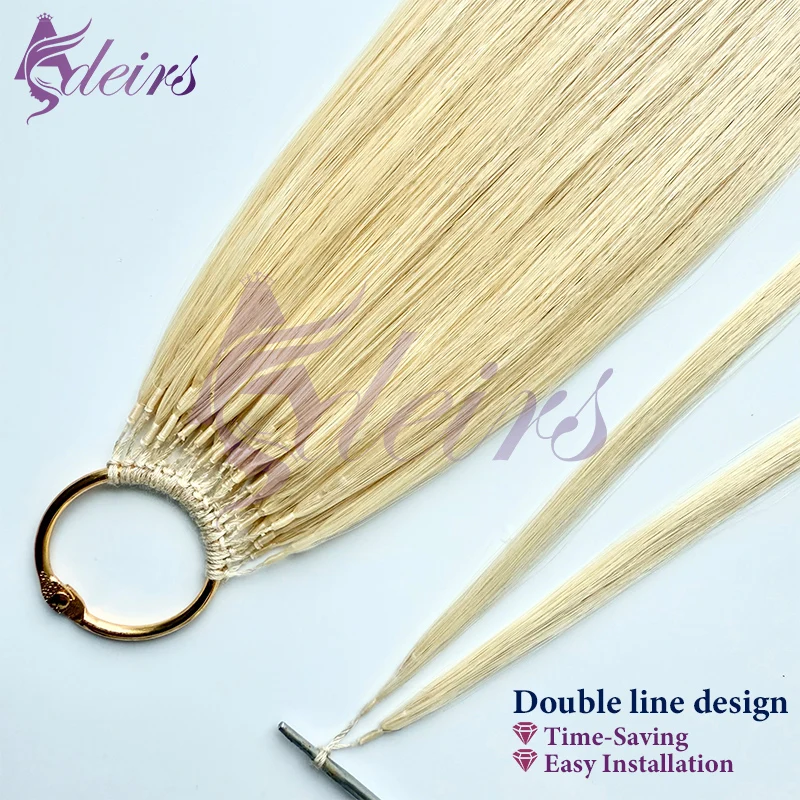 Фото ADEIRS Double-line Feather Новые наращивание волос Натуральные настоящие человеческие волосы Микрокольца Наращивание волос Коричневый Блондин Прямые №2