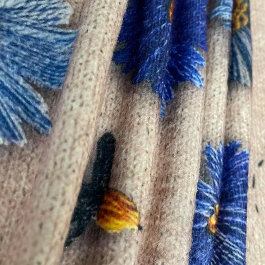 Новый осенне-зимний свитер женский винтажный с цветочным принтом милый вязаный