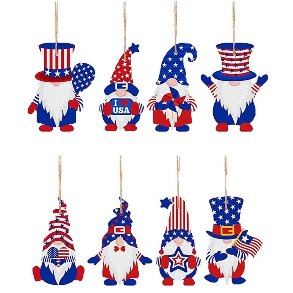 

Hanging Sign Smooth Surface Easy to Hang USA Independence Day Hanging Wooden Dwarf Burr Free Wooden Dwarf Pendant Home Decor