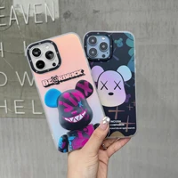 fashion brand fluid color 3d bear phone case cover for iphone 12 13 pro max shockproof case for iphone 13 cases for iphone case