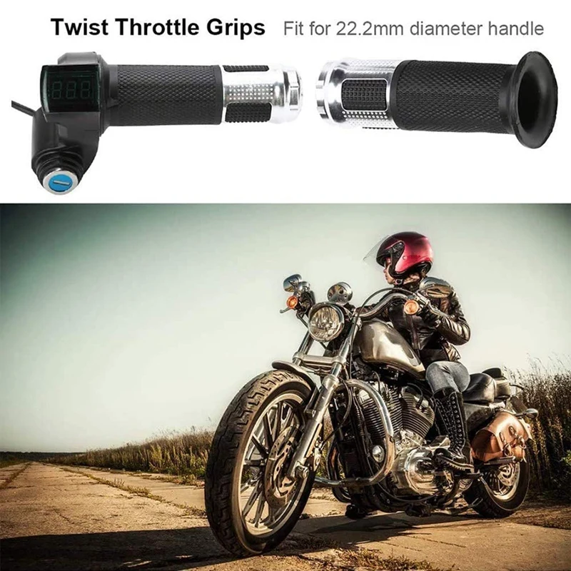 

Universal Electric Bicycle Scooter Wire Twist Throttle Grip With LCD Battery Voltage Display Key Knock