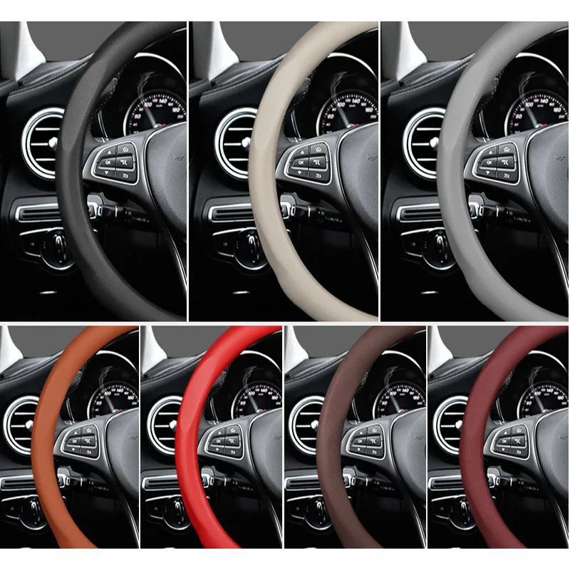 

Universal Car Steering Wheel Cover 38cm Genuine Leather Steering Wheel Cover High Quality Cowhide Handlebar Cover Four Seasons