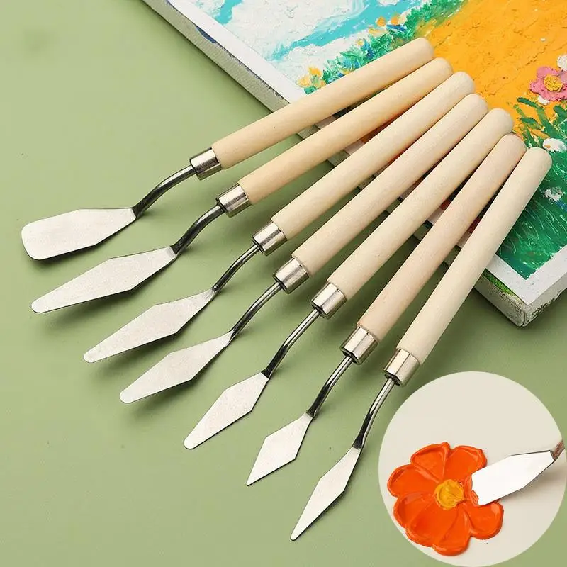 

7Pcs/Set Stainless Steel Ceramics Spatula Polymer Clay Scraper Pottery Modeling Tools Art Oil Painting Knives Cake Spatula Kit