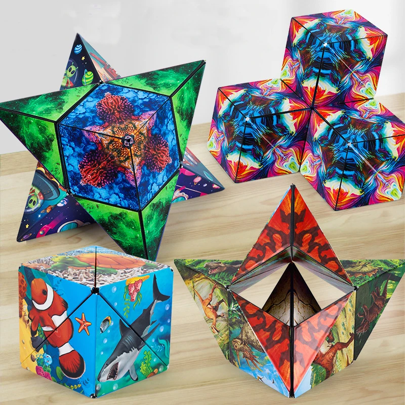 

3D сменный Магнитный магический куб, игрушки для взрослых, тревожность, фиджет-игрушки, геометрический куб знака бесконечности, детский куб-...