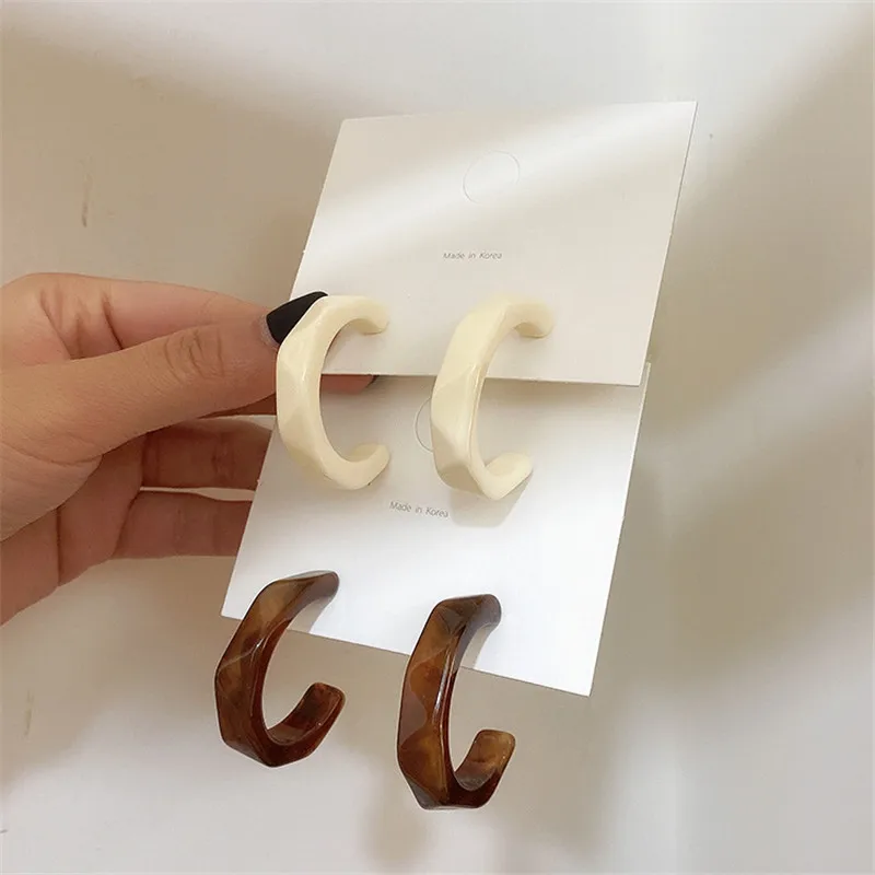 

New Korean Statement Earrings for Women Brown Leopard Geometric Hoop Earrings Vintage 2022 Trend Fashion Jewelry Gifts Creative