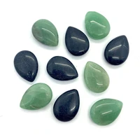 natural stone black agate gem cabochon 18x25mm agate water drop shape with holes teardrop beads for diy making ring jewelry