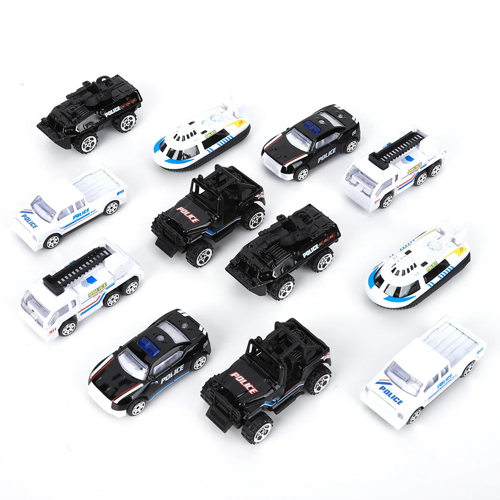 

12Pcs Sliding Military Vehicle Model Toy Plastic Alloy Simulation Engineering Car Model Toys Children Gifts Collections