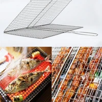 stainless steel electroplating bbq net barbecue grill fish clip with handle 2020