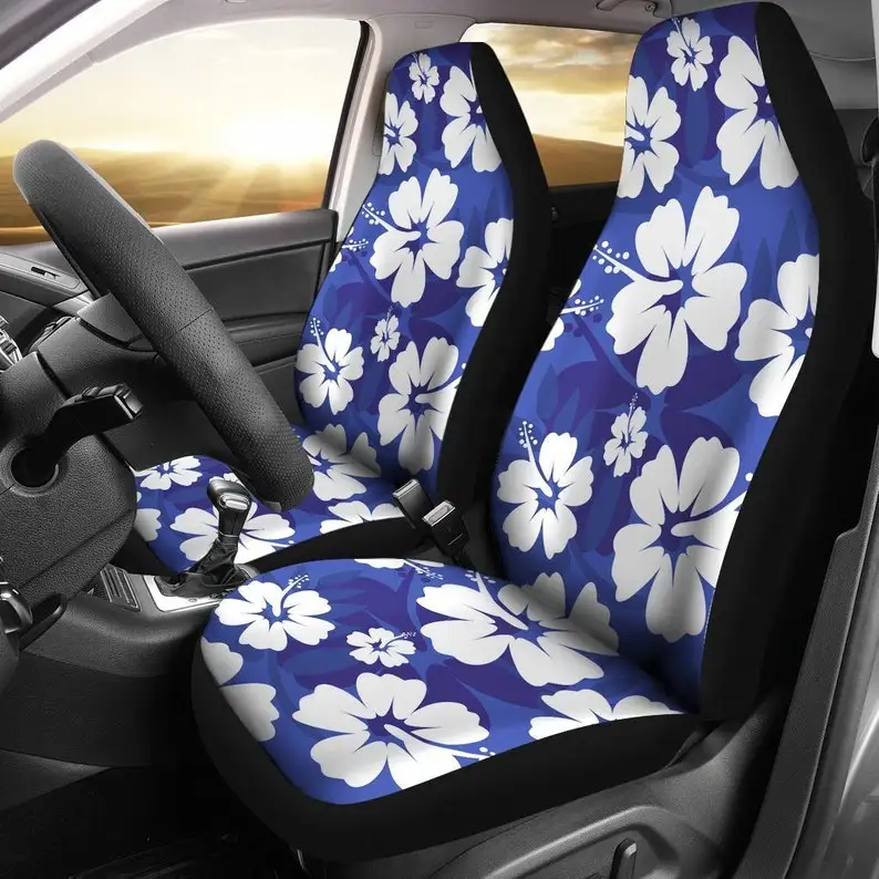 

Blue Aloha Flowers Car Seat Covers Pair, 2 Front Car Seat Covers, Seat Cover for Car, Car Seat Protector, Car Accessory, Floral
