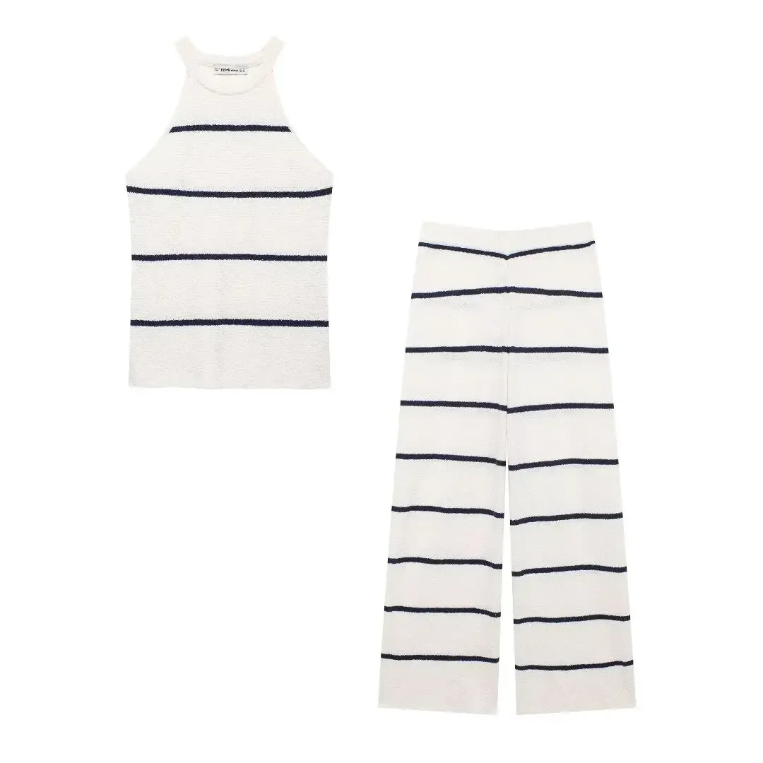 Новинка 2024 Женский Модный облегающий топ в полоску шикарный без рукавов стиле