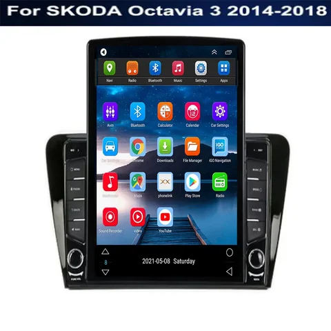 Tesla Style для Skoda Octavia 3 A7 2013-2018 Android 14 Carplay Auto 5G + WIFI GPS Автомобильный радиоприемник Навигация Мультимедийный видеоплеер