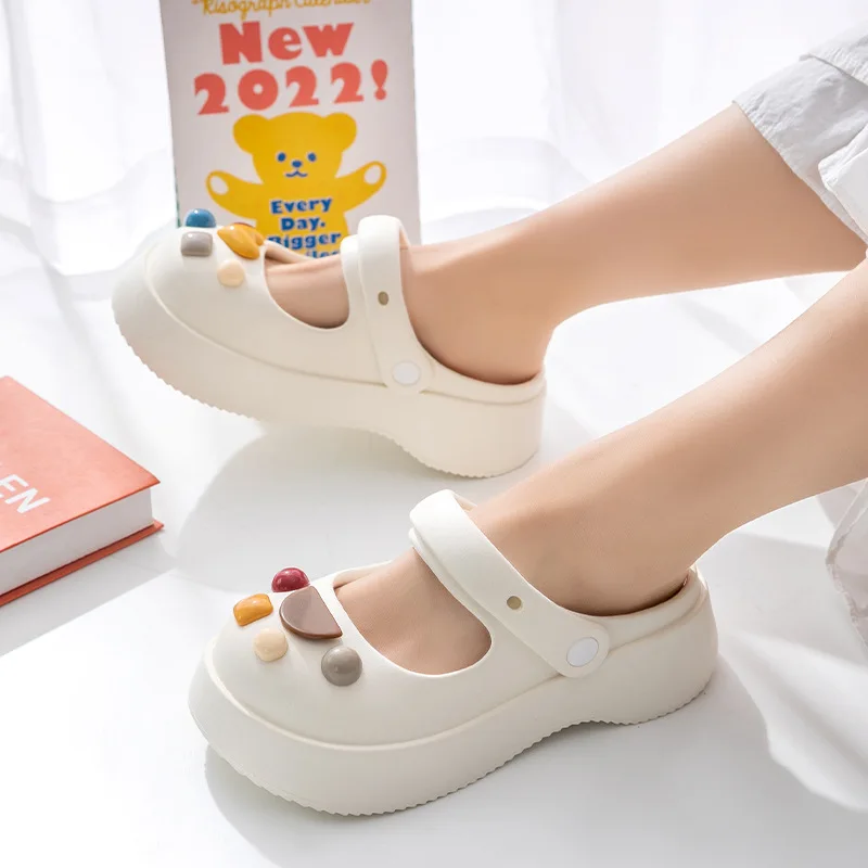 Women Flats Shoes Platform Sandals Hollow Mules Slippers Fashion Summer New Designer Casual Thick Sole Flip Flops Woman